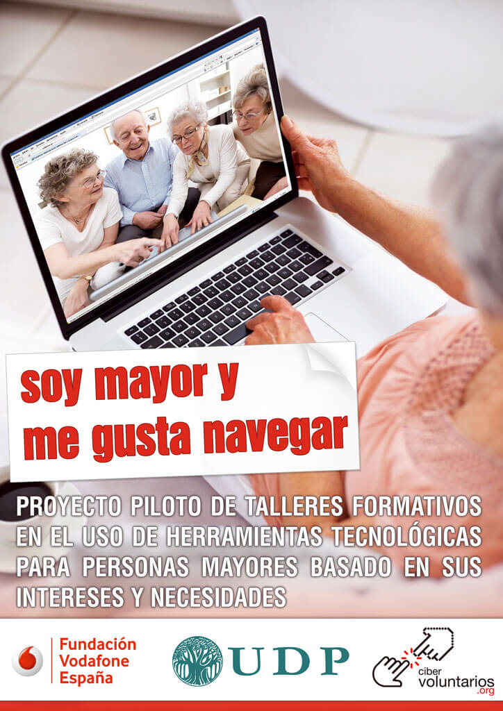 Cartel de promoción que aparece un portatil abierto