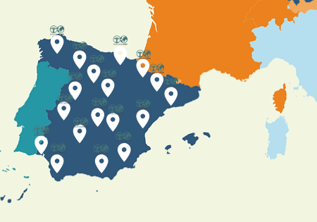 mapa de españa con las federaciones y asociaciones territoriales y provinciales de UDP